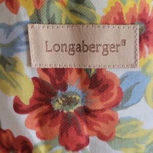 Longaberger Floral Canvas Tote with Red and Yellow Accents